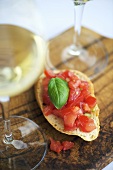 Bruschetta (Tomatoes on toast with basil, Italy)