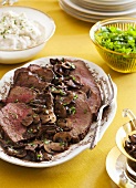 Roast beef with mushrooms