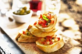 Bruschetta (toasted bread topped with tomatoes, Italy)