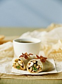 Spring roll with duck and shiitake filling