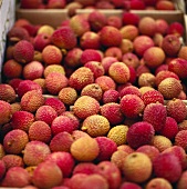Lychees in crates