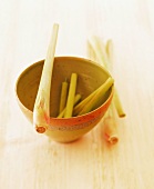 Lemon grass in a decorated bowl