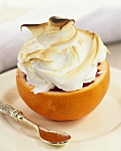 Meringue topping on a grapefruit