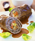 Two beef roulades with Brussels sprout filling