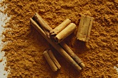 Cinnamon sticks on ground cinnamon