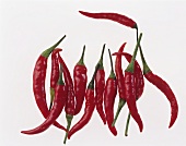 Several red chili peppers