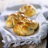 Bread rolls with herbs and coarse salt