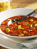 A plate of goulash soup
