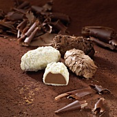 Chocolate truffle with chocolate curls