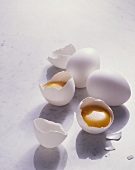Eier, ganz und aufgebrochen