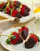 Chocolate-coated fresh strawberries 