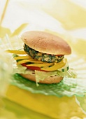 Mexican style burger with peppers