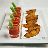 Spicy fried potatoes and Bloody Marys