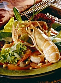 Salad with shrimps and scampi