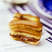 Éclairs filled with chocolate cream