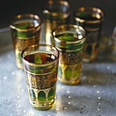 Peppermint tea in Middle Eastern glasses