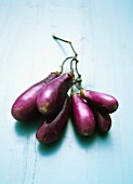 Aubergines on pale-blue background