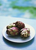 Artichokes on white plate