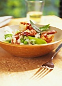 Rice salad with vegetables and shrimps (Spain)