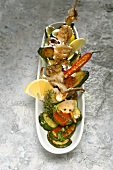 Skewered squid with courgettes