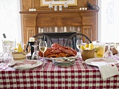 Laid table with lobster (USA)