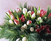 Bouquet of tulips with grasses