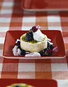 Fragrant rice cream with pistachios and blueberries