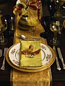 Festive place-setting with orchid