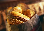 Fresh bread rolls in paper bag