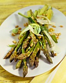 Roasted green asparagus with pine nuts