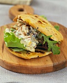 Pita bread filled with chicken salad