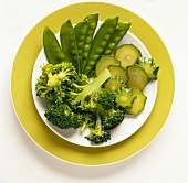 Blanched green vegetables