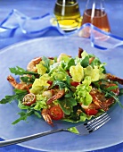 Salad with shrimps and ginger dressing