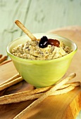 Garlic and olive dip with soft cheese