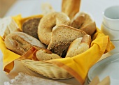 Bread basket with assorted baked goods