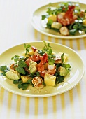 Avocado salad with shrimps and scallops