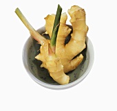 Ginger root in a small bowl