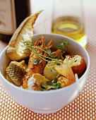 Bouillabaisse with rouille tomatoes