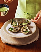Poached oysters (variety: Fines de Claires)