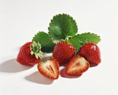 Fresh strawberries with leaves