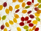 Coloured sweets in transparent wrappers