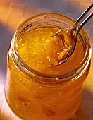 Apricot jam in jar