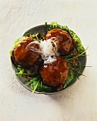 Lucky dumplings (meatballs with Chinese cabbage & leeks, Asia)