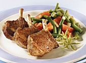 Lamb cutlets with beans