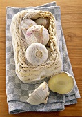 Elephant garlic in small basket