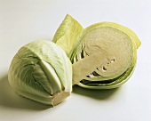 White cabbage, halved