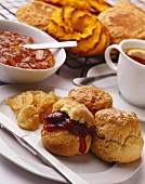 Scones with jam and tea