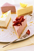 Pieces of cheesecake