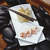 Shrimps with sesame and chicory salad