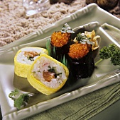 Maki-sushi with omelette and with nori
